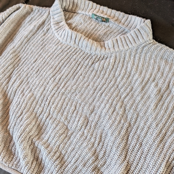 Wild Fable Grey Women Knit Cropped Pullover Sweater Ribbed Crew Neck Long Sleeve - Picture 4 of 6